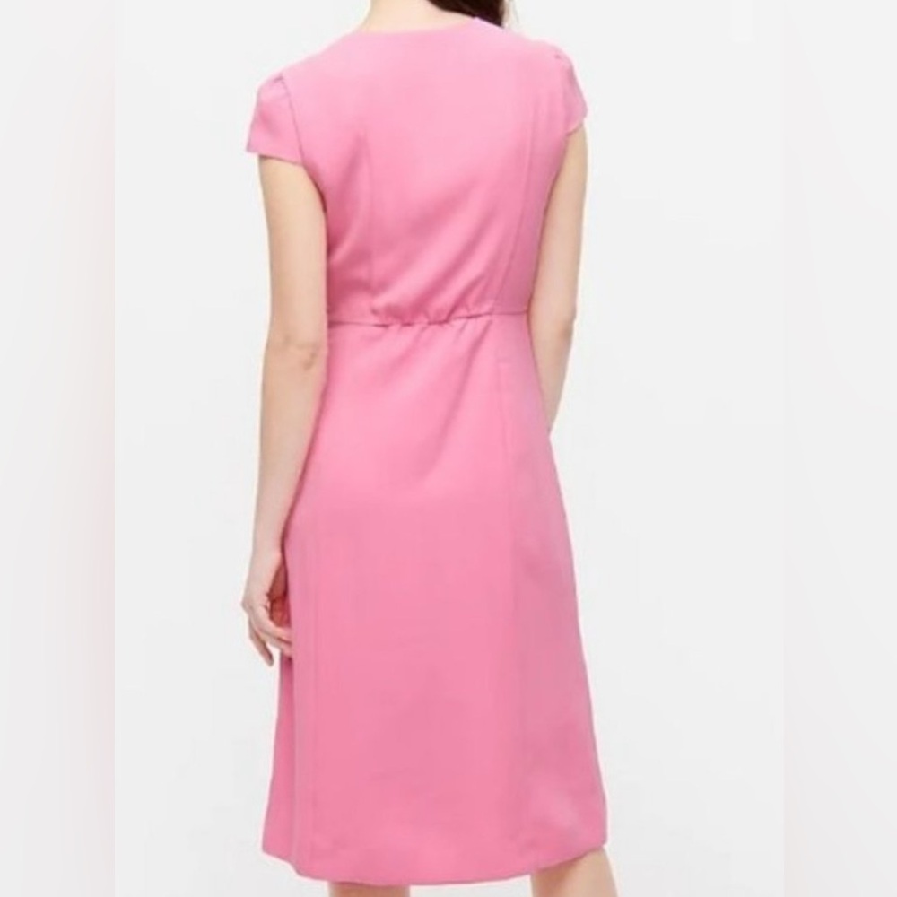 J. Crew Pink Button-Front Cap-Sleeve Midi Dress 10P - Picture 9 of 11